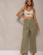 melya by melody Pantaloni Verzi Larghi din In cu elastic în talie Airelttis