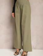 melya by melody Pantaloni Verzi Larghi din In cu elastic în talie Airelttis