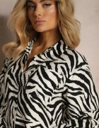 melya by melody Rochie Alb-Negru cu croială tip cămașă cu decolteu în V și închidere cu nasturi Laveira