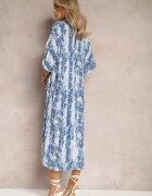 melya by melody Rochie Albastră Evazată cu guler din viscoză cu model modern Ilvana