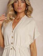 melya by melody Rochie bej din bumbac cu partea superioară tip cămașă cu talia strânsă Viklia