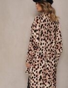 melya by melody Rochie bej tip cămașă cu imprimeu leopard croială liliac din viscoză cu in Emindara