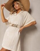 melya by melody Rochie Bej Tip cutie din in și bumbac cu guler Umstalia