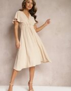 melya by melody Rochie Bej Tip plic Midi Cu croială evazată Noravel
