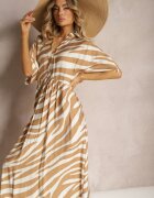 melya by melody Rochie Cămașă Bej cu mâneci liliac și nasturi Cesolla