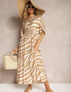 melya by melody Rochie Cămașă Bej cu mâneci liliac și nasturi Cesolla
