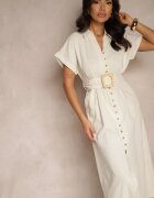 melya by melody Rochie cămașă Bej deschis din bumbac cu mânecă scurtă cu cordon din material Celirna