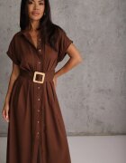 melya by melody Rochie-cămașă din bumbac cu dungi decorative și buzunare Ageusa Maro