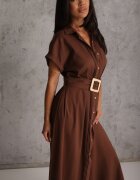 melya by melody Rochie-cămașă din bumbac cu dungi decorative și buzunare Ageusa Maro