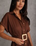 melya by melody Rochie-cămașă din bumbac cu dungi decorative și buzunare Ageusa Maro