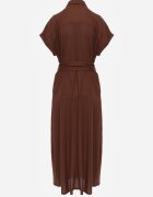 melya by melody Rochie-cămașă din bumbac cu dungi decorative și buzunare Ageusa Maro