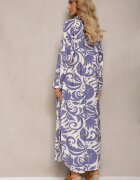 melya by melody Rochie cloș Alb-Violetă stil cămașă cu nasturi și volan Kelloena