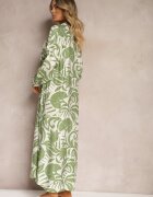 melya by melody Rochie Evazată Verde Tip Cămașă cu Închidere cu Nasturi și Volan Kelloena
