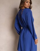 melya by melody Rochie Mini bleumarin evazată cu aplicație din dantelă și curea Ailetras