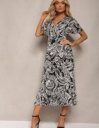 melya by melody Rochie Neagră de vară cu elastic în talie și ciucuri decorativi Aleriana