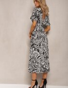 melya by melody Rochie Neagră de vară cu elastic în talie și ciucuri decorativi Aleriana