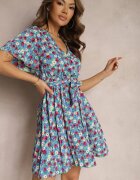 melya by melody Rochie petrecută albastră cu centură și elastic Faroena