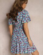 melya by melody Rochie petrecută albastră cu centură și elastic Faroena