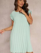 melya by melody Rochie Plisată Mini cu volănașe Verde deschisă Trinida