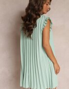 melya by melody Rochie Plisată Mini cu volănașe Verde deschisă Trinida
