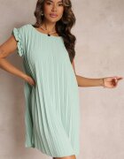 melya by melody Rochie Plisată Mini cu volănașe Verde deschisă Trinida