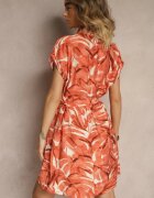 melya by melody Rochie Portocalie cu croială tip cutie cu o curea din material cu model floral Sevia