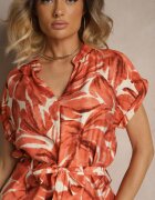 melya by melody Rochie Portocalie cu croială tip cutie cu o curea din material cu model floral Sevia