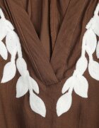 melya by melody Rochie rustică din viscoză decorată cu cordon și broderie Iropis Maro