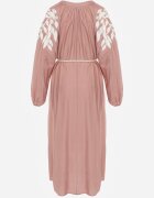 melya by melody Rochie rustică din viscoză decorată cu cordon și broderie Iropis Roz