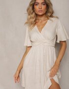 melya by melody Rochie scurtă Bej deschis cu decolteu triunghiular și elastic în talie Mellvina