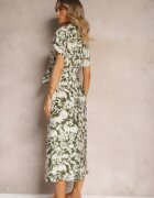 melya by melody Rochie Verde-Albă Cambrată cu elastic în talie Nasilena