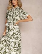 melya by melody Rochie Verde-Albă Cambrată cu elastic în talie Nasilena