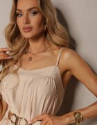 melya by melody Salopetă Bej de Vară cu Pantaloni Largi și Bretele Aniasa
