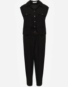 melya by melody Salopetă casual din bumbac și vâscoză cu peplum și guler Eviope Neagră