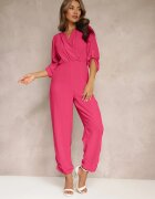 melya by melody Salopetă lungă fucsia cu încrețituri și decolteu petrecut Jonitta