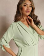 melya by melody Salopetă Lungă Verde cu încrețituri și decolteu petrecut Jonitta