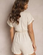 melya by melody Salopetă Rochie Bej Deschis cu Decolteu Petrecut din Bumbac și In Mireyah