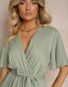 melya by melody Salopetă Verde închis Petrecută din bumbac Legată în talie cu o curea din material Vikly