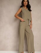 melya by melody Set din viscoză verde cu croială de costum vestă și pantaloni Soreya