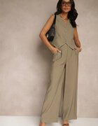 melya by melody Set din viscoză verde cu croială de costum vestă și pantaloni Soreya