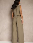melya by melody Set din viscoză verde cu croială de costum vestă și pantaloni Soreya