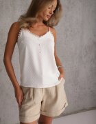 melya by melody Top Alb Decorat cu Dantelă din Țesătură Plumeti Assunta