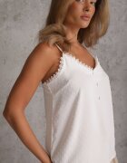 melya by melody Top Alb Decorat cu Dantelă din Țesătură Plumeti Assunta