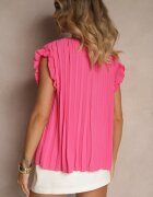 melya by melody Top cu mânecă scurtă plisat fucsia Meavina