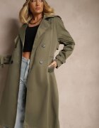 melya by melody Trenci Lung Verde închis Dublu rând Cu curea inclusă Sabila