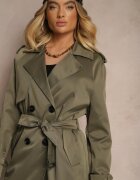 melya by melody Trenci Lung Verde închis Dublu rând Cu curea inclusă Sabila