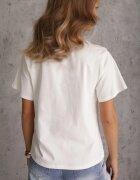 melya by melody Tricou Alb de bumbac Hillswor Decorat cu o eșarfă