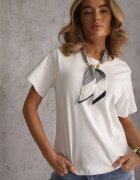 melya by melody Tricou Alb de bumbac Hillswor Decorat cu o eșarfă