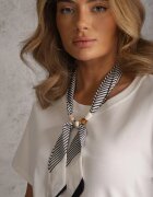 melya by melody Tricou Alb de bumbac Hillswor Decorat cu o eșarfă