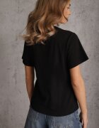 melya by melody Tricou Negru din bumbac Hillswor Decorat cu eșarfă